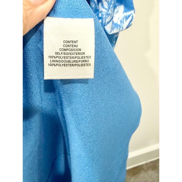 NWT Wayf Angelina Floral Surplice V-Neck Maxi Wrap Gown Ocean Blue Womens Size S - Picture 7 of 7